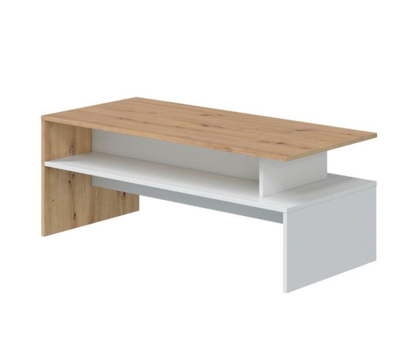 Table Basse Coloris Blanc Artic, Chêne Nordique - L. 108 X H. 43 X P. 50 Cm