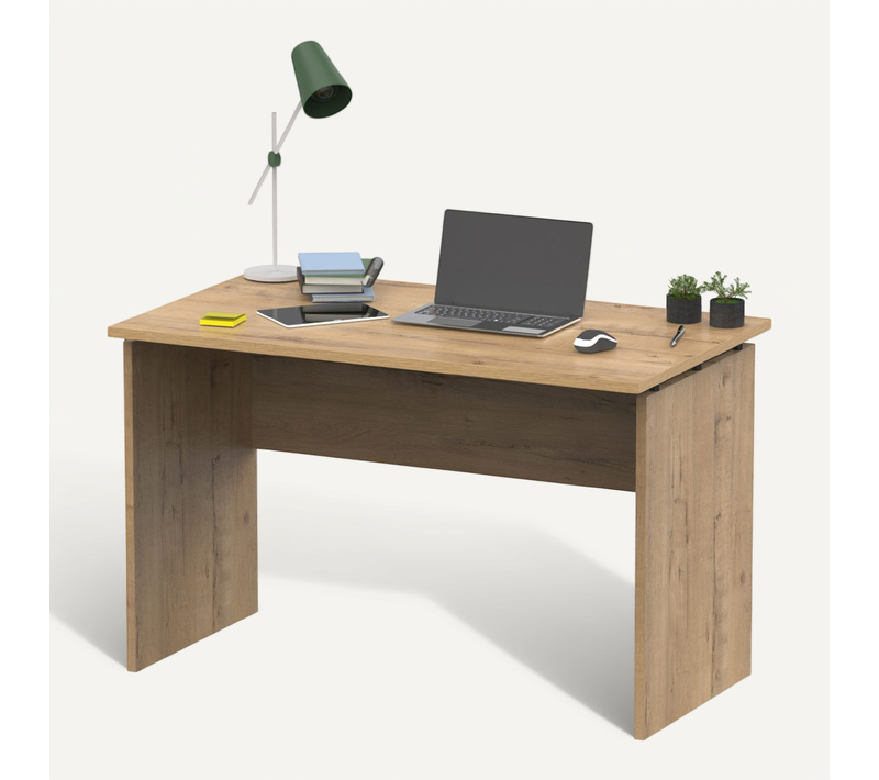 Table De Bureau, Meuble Du Bureau Coloris Chêne Doré - Longueur 120 X Profondeur 68 X Hauteur 76 Cm