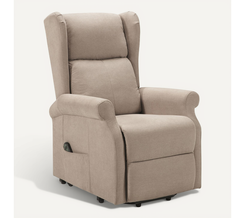 Fauteuil Relax Électrique Releveur En Tissu Couleur Crème - L. 73 X P. 90 X H. 110 Cm