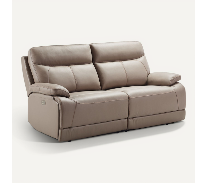 Canapé De 3 Places (2 Relax Électriques) En Cuir/pvc Couleur Gris - L. 194 X P. 97 X H. 99 Cm