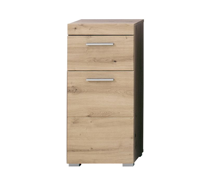 Meuble Bas De Salle De Bain Coloris Chêne à Noeuds - Longueur 37 X Hauteur 79 X Profondeur 31 Cm