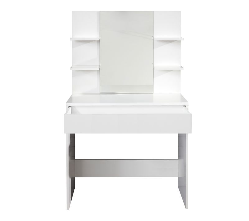 Coiffeuse, Table De Maquillage Avec Miroir Coloris Blanc Mat  - L. 85 X H. 141 X P. 40 Cm