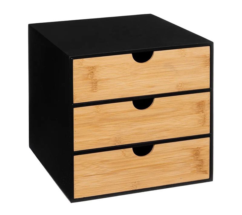 Organiseur De Rangement Verticale Pour Bureau Coloris Naturel, Noir - L. 25 X P. 31 X H. 25 Cm