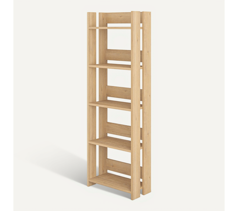 Etagère, Bibliothèque Coloris Chêne Cambrian - Longueur 57 X Profondeur 25 X Hauteur 155 Cm