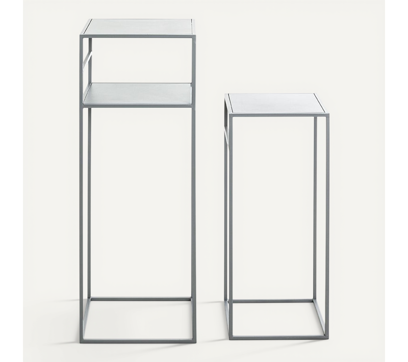 Lot De 2 Tables D'appoints En Métal Coloris Gris