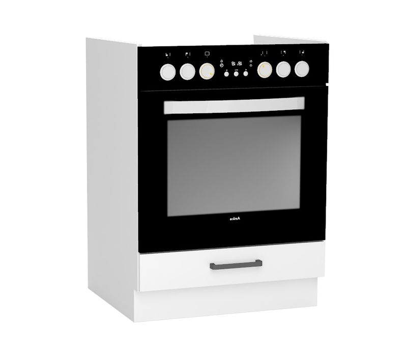 Meuble Bas De Cuisine Pour Four Avec 1 Tiroir Coloris Blanc- L 60 X P 51 X H 82 Cm