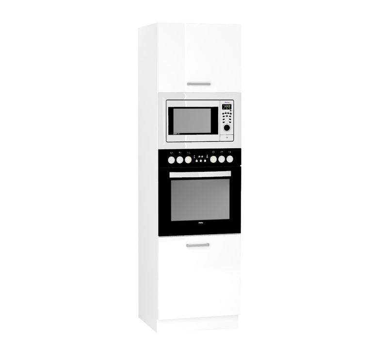 Meuble Bas De Cuisine Pour Four Avec 2 Portes Blanc- Longueur 60 X Profondeur 56 X Hauteur 213 Cm