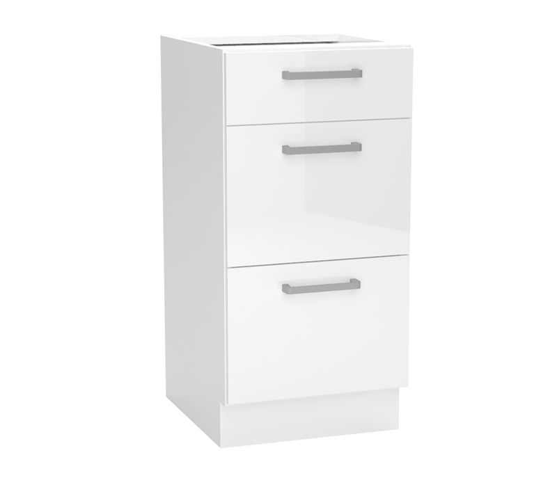 Meuble Bas De Cuisine Avec 3 Tiroirs Coloris Blanc -  Longueur 40 X Profondeur 44,60 X Hauteur 82 Cm