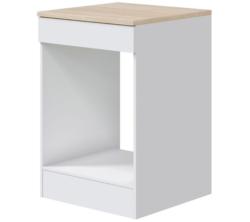 Meuble Bas De Cuisine Avec Plan De Travail Pour Four Coloris Blanc Brillant /chêne Canadien