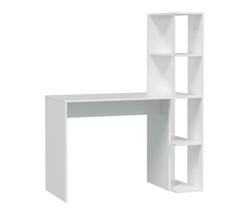 Table Du Bureau, Meuble Du Bureau Réversible Avec Étagère En Bois Coloris Blanc Artik