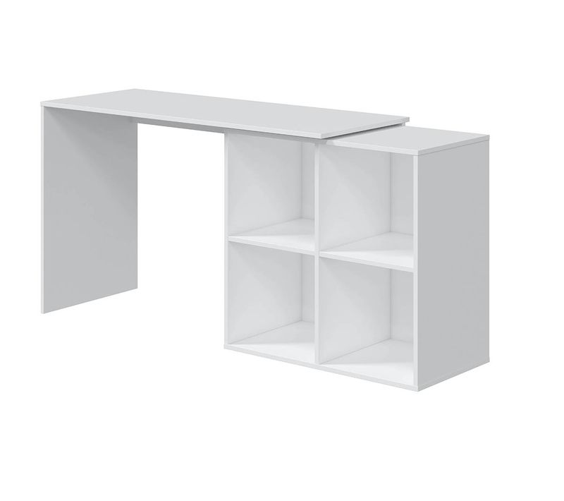 Table Du Bureau, Meuble Du Bureau Réversible En Bois Coloris Blanc Artic