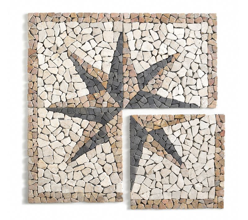 Rosace en Marbre Et Travertin Multicolore - 80 X 80 cm