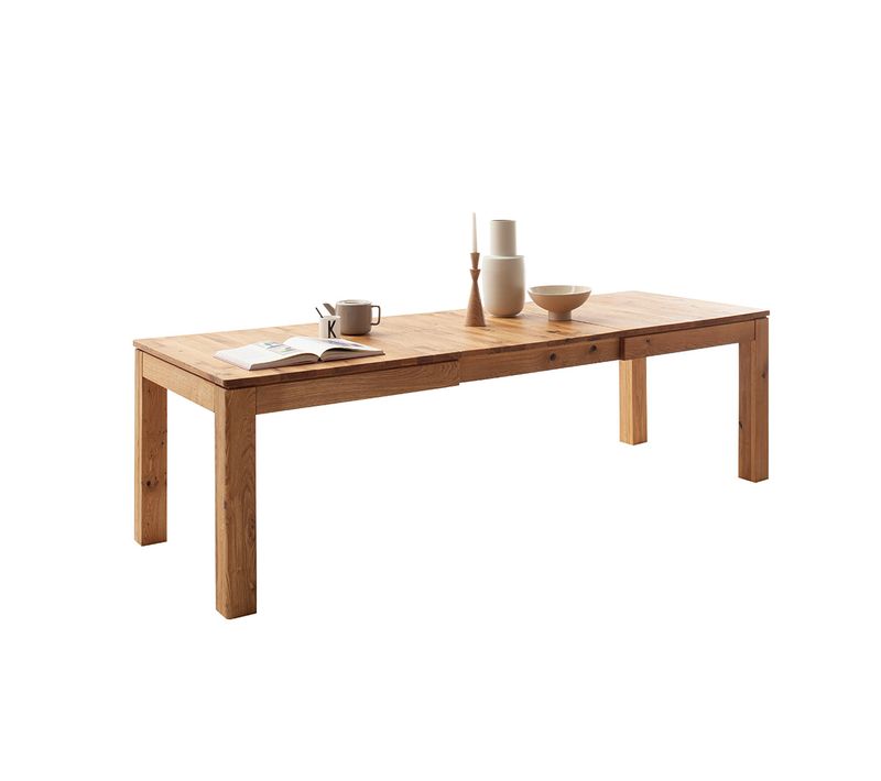 Table à Manger Extensible En Bois Massif Coloris Chêne Sauvage Huilé - L 180/260 X H. 77x P. 90 Cm
