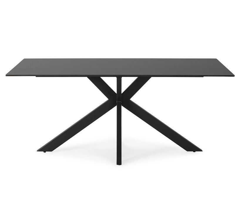 Table à Manger, Table De Repas Rectangulaire En Céramique Coloris Noir,  Pieds En Métal Noir