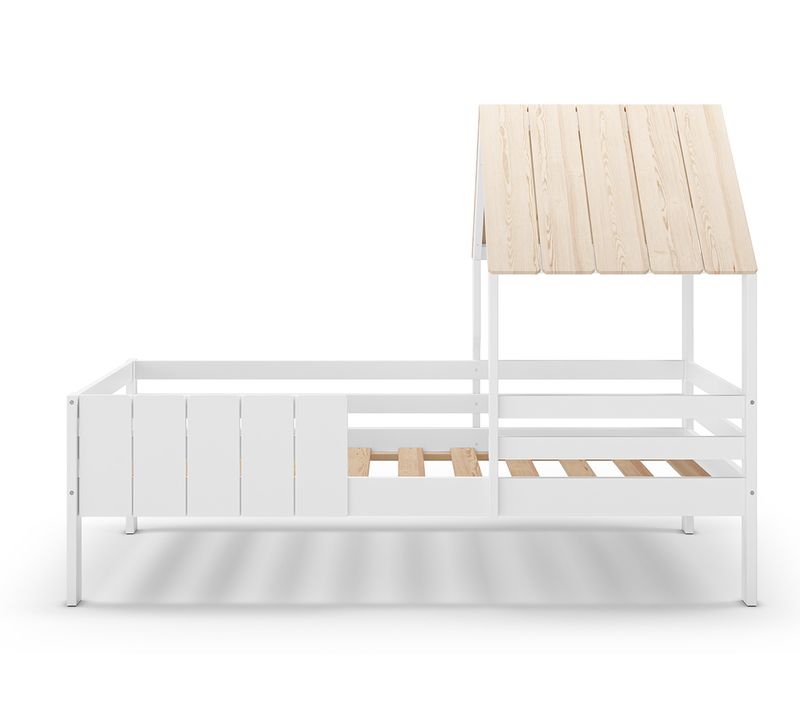 Lit Cabane Pour Enfant Coloris Blanc, Couchage 90 X 190 Cm - L. 201 X P. 114 X H. 151 Cm