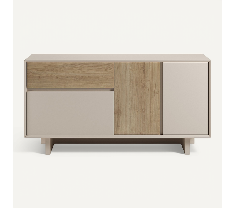 Meuble TV, Meuble De Salon Avec 3 Portes Et 1 Tiroir Aspect Bois Coloris Chêne - Longueur 146