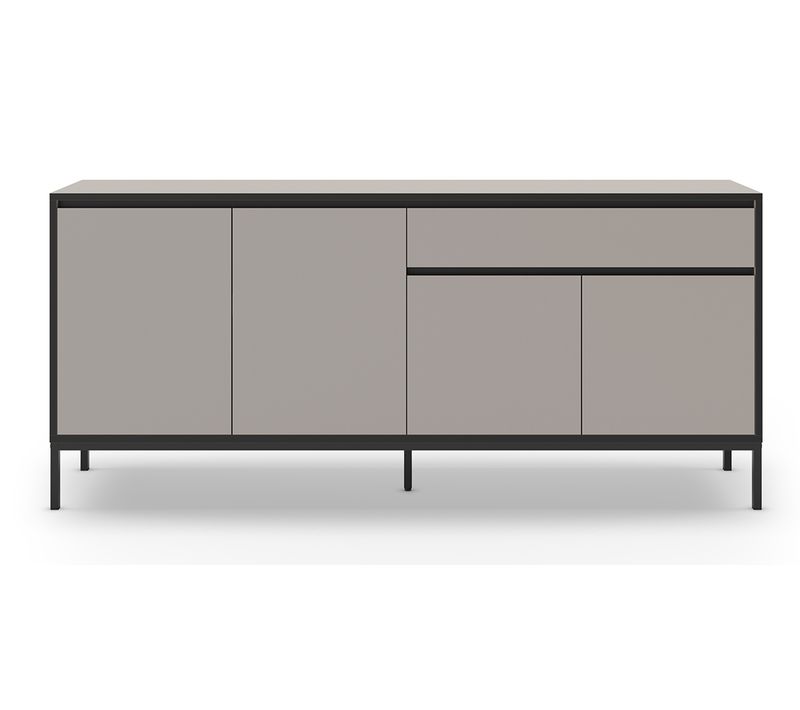 Buffet, Meuble De Rangement Avec 4 Portes Et 1 Tiroir Aspect Bois Coloris Crème, Pieds En Métal