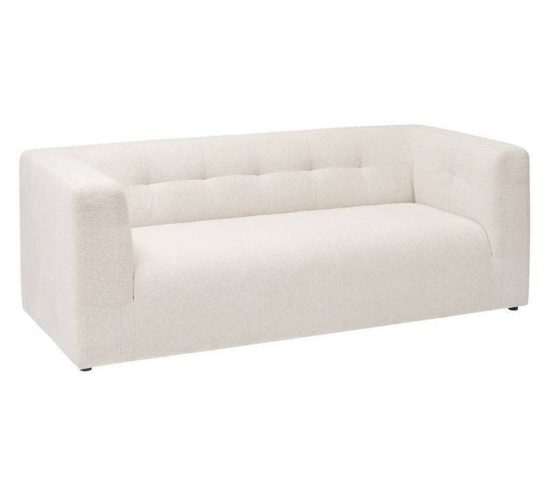 Canapé 3 Places Sofa Fauteuil Coloris Ivoire - Longueur 203 X Profondeur 90 X Hauteur 71 Cm