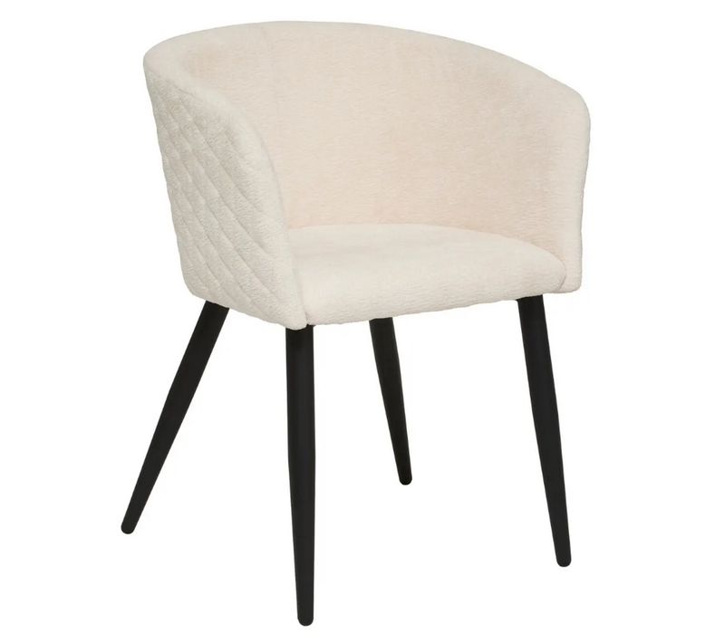 Lot De 2 Chaises Fauteuil Rembourrés En Tissu Coloris Ivoire - L. 55 X P. 55 X H. 76 Cm