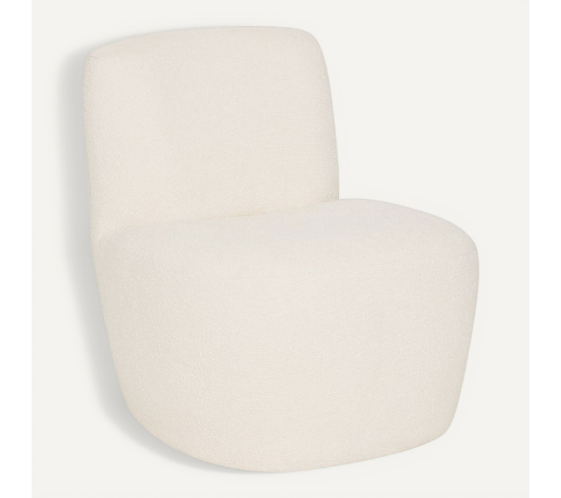 Fauteuil Revêtu De Tissu Bouclette Coloris Ivoire - L. 63,6 X P. 70,8 X H. 67,8 Cm
