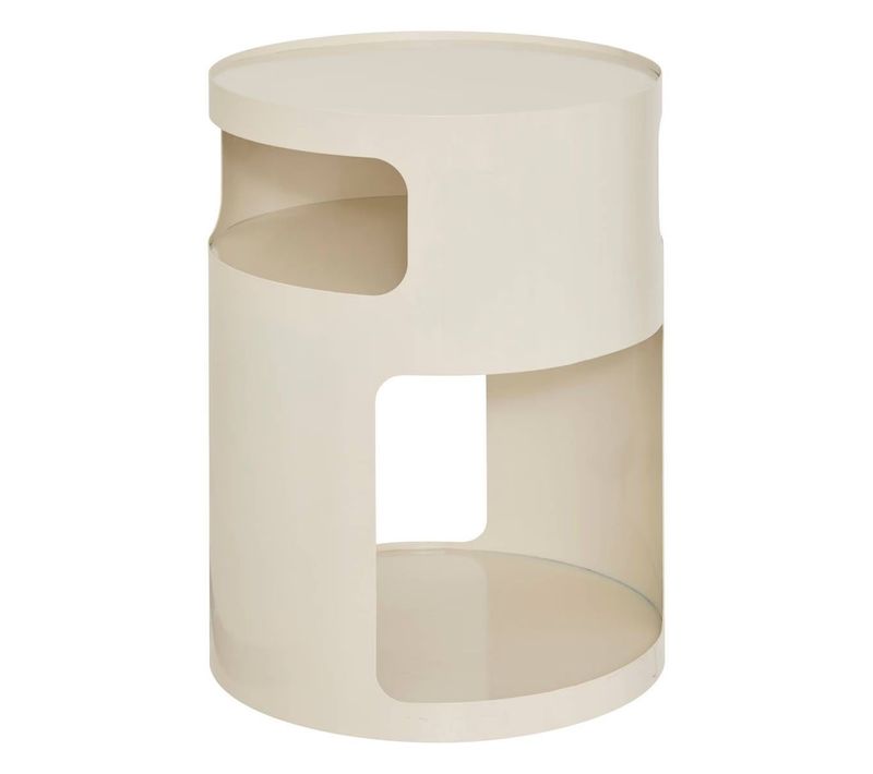 Table D'appoint, Table Basse Ronde En Acier Blanc- Diamètre 32,5 X Hauteur 45 Cm