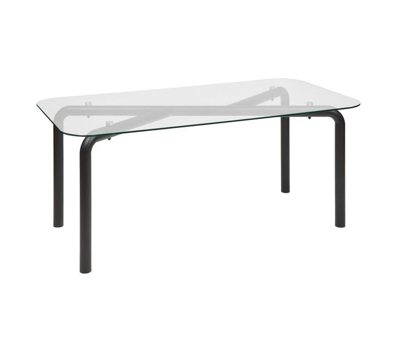 Table Basse En Verre Transparent Et Pieds En Métal Noir - L. 180 X Largeur 90 X H. 75,5 Cm