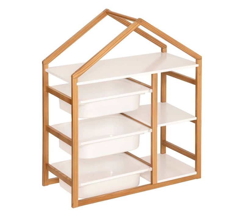 Bibliothéque Meuble De Rangement En Forme Maison - Longueur 68 X Largeur 30 X Hauteur 82 Cm
