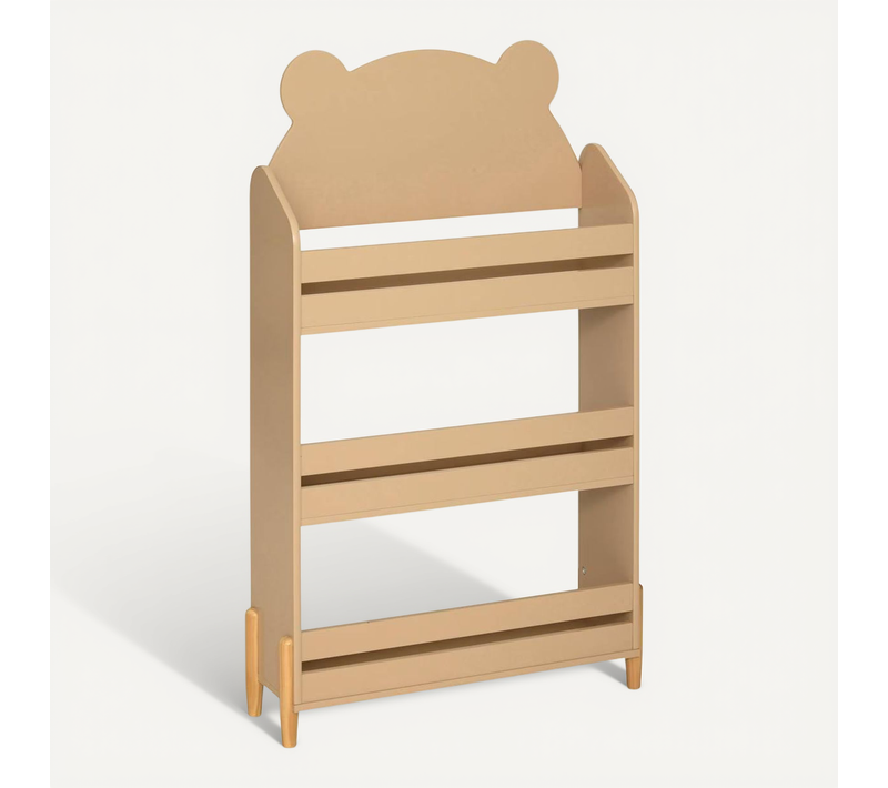 Bibliothèque Enfant De 3 étagères Coloris Beige - Longueur 61,5 X Largeur 18,5 X Hauteur 100 Cm