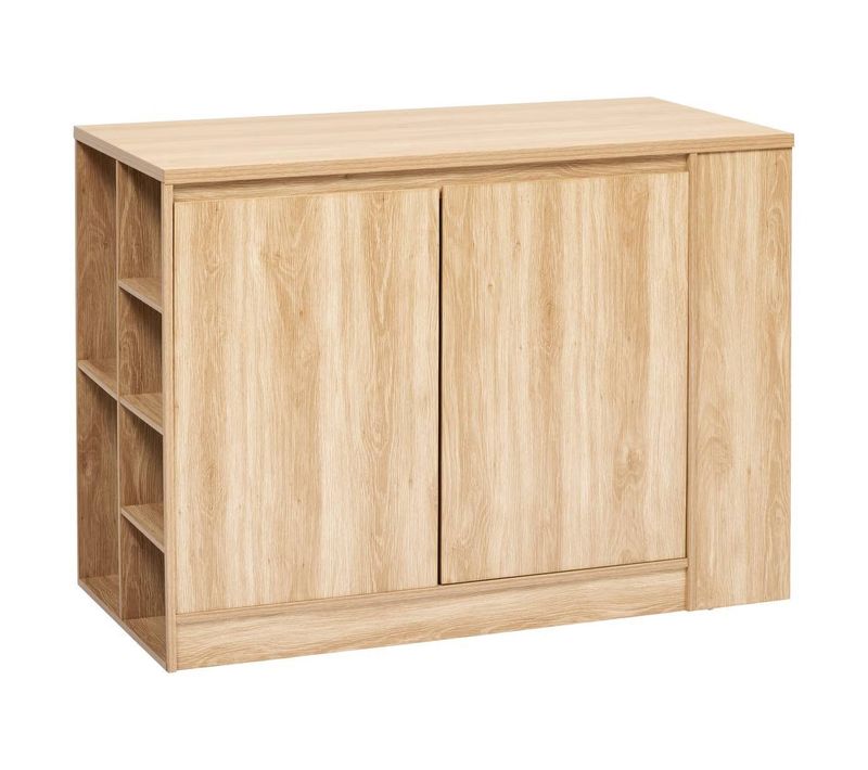 Ilot De Cuisine Central Meuble De Rangement 2 Portes Et 6 Niches - L. 120 X Largeur 60 X H. 90 Cm