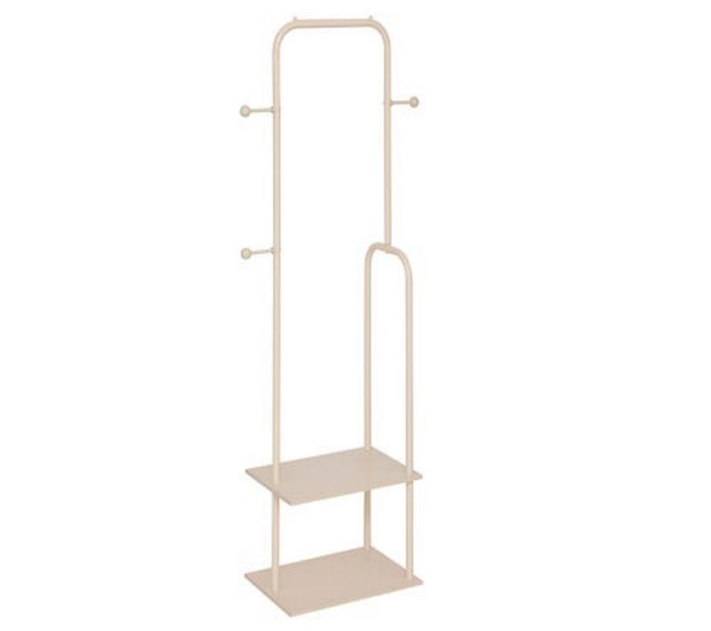 Portant à Vêtements, 2 Étagères, Coloris Argile - Longueur 45 X Largeur 31 X Hauteur 164 Cm