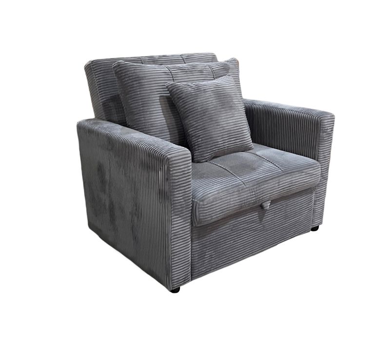 Canapé-lit, Canapé 1 Place Convertible En Velours Côtelé Coloris Gris - L. 99 X P. 99 X H. 88 Cm