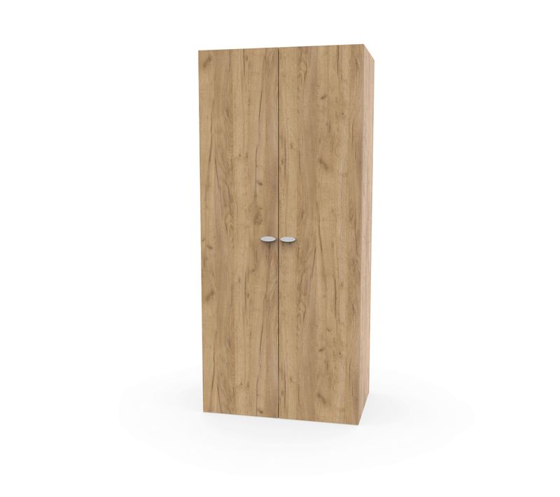 Armoire 2 Portes Placard De Rangement Coloris Chêne - L. 79 X P. 52 X H. 180 Cm