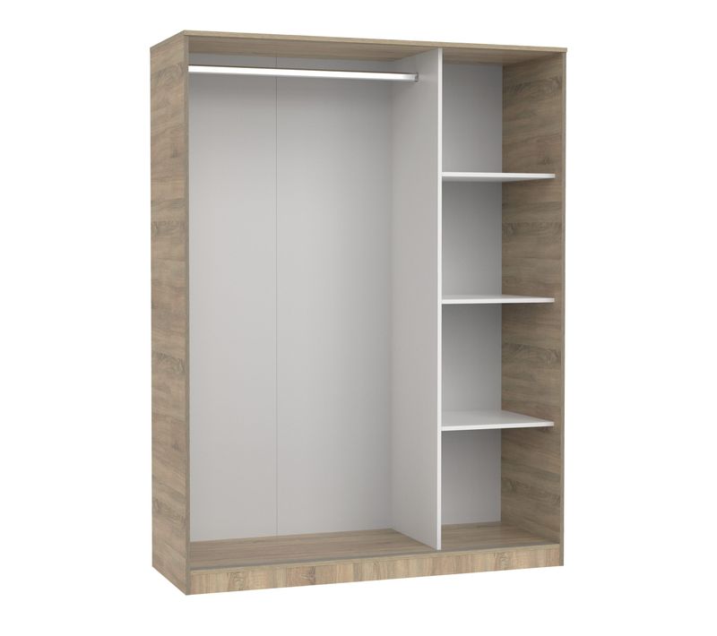 Armoire Placard De Rangement De 3 Portes Coulissantes Coloris Cambrien - L. 150 X P. 55 X H. 200 Cm