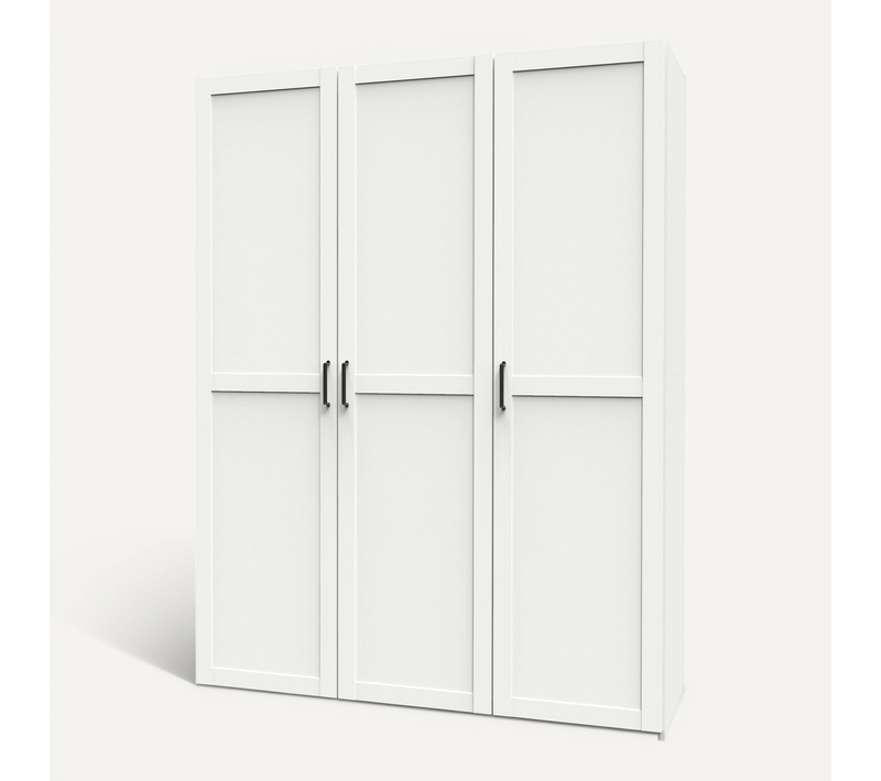 Armoire Placard De Rangement Avec 3 Portes Réversible Coloris Blanc/cambrien