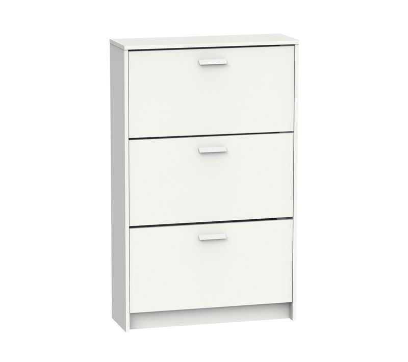 Meuble à Chaussures De 3 Portes, 18 Paires Coloris Blanc - L. 74 X P. 25 X H. 119,5 Cm