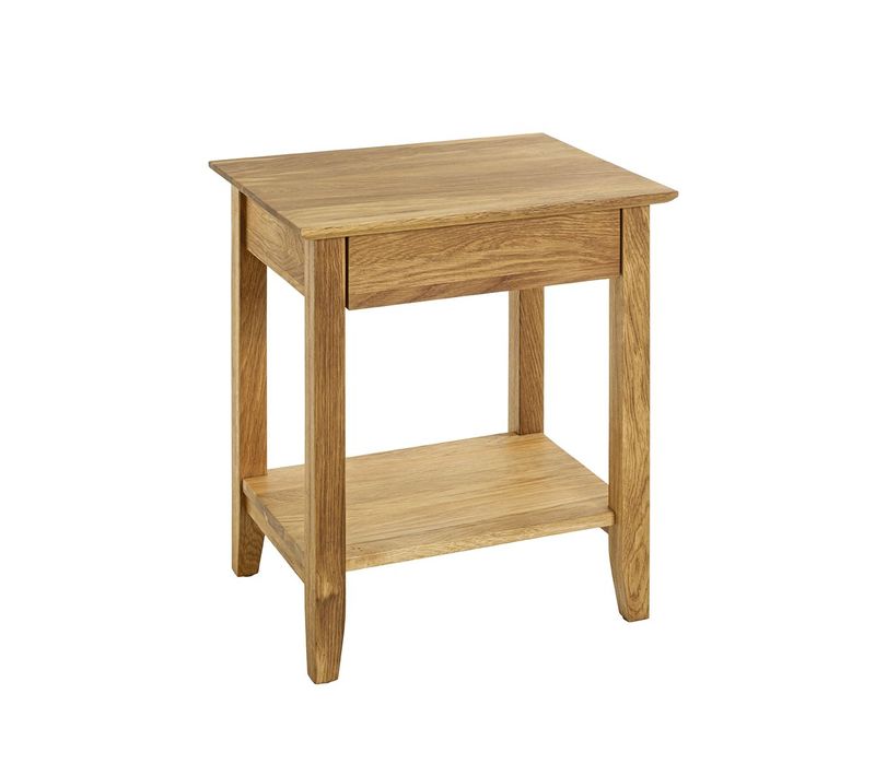 Console Table D'appoint 1 Tiroir En Bois Massif Huilé Coloris Chêne - L. 56 X H. 52 X P. 30 Cm