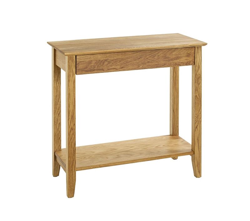 Console Table D'appoint 1 Tiroir En Bois Massif Huilé Coloris Chêne - L. 75 X H. 75 X P. 35 Cm