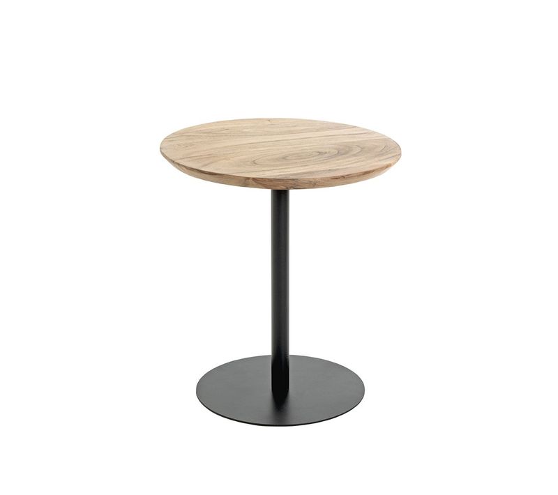 Bout de canapé Ronde Coloris Chêne Naturel Et Pied En Métal Noir - Diamètre 40 X Hauteur 45 Cm