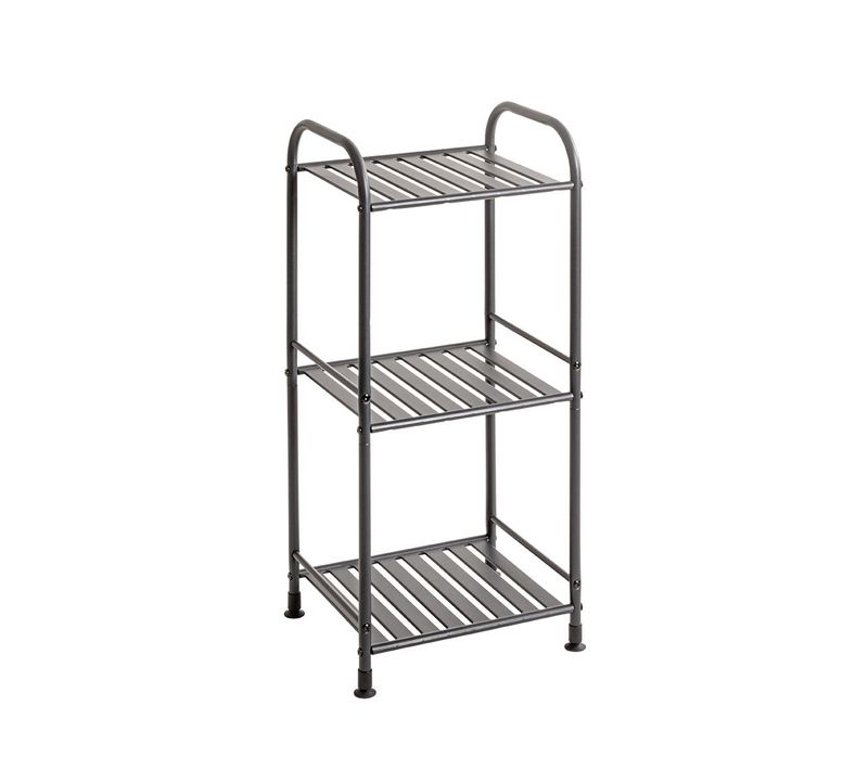 Etagère De 3 Niveaux Meuble De Rangement En Métal Gris Anthracite - L. 33 X H. 78 X P. 28 Cm