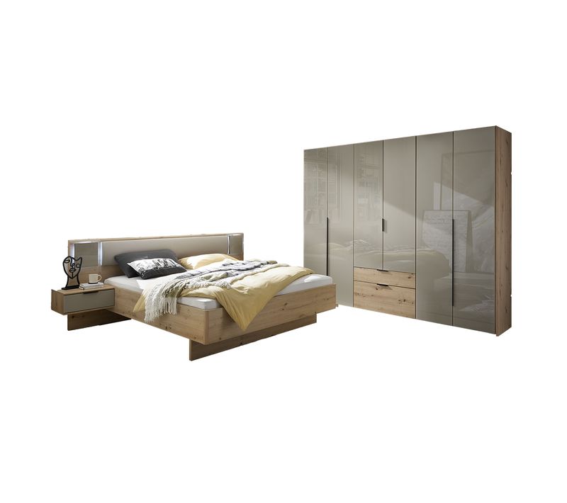 Chambre à Coucher (armoire + Lit Adulte 180x200 Cm + 2 Chevets)