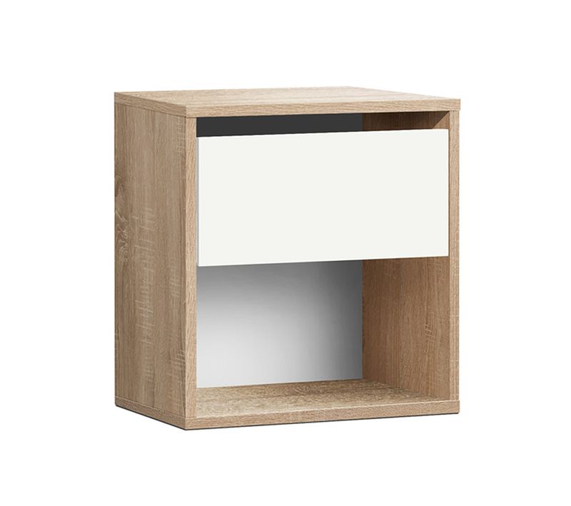 Table De Chevet Table De Nuit Avec 1 Tiroir Sans Poignée Et Étagère Ouverte