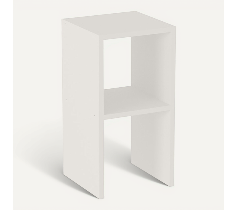 Table De Chevet Table De Nuit Avec étagère Ouverte Coloris Blanc - L. 30 X H. 60 X P. 30 Cm