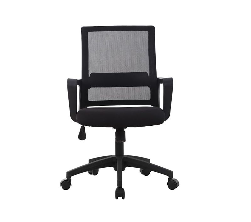 Chaise De Bureau Noire Avec Dossier Et Accoudoirs En Maille, Roulettes En Métal