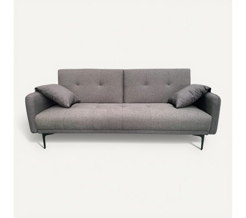 Canapé-lit Sofa (105x200cm) En Tissu Gris - Longueur 200 X Hauteur 80 X Profondeur 76 Cm