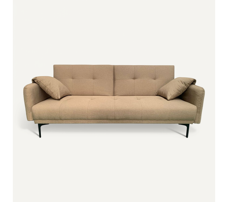 Canapé-lit (105x200cm) En Tissu Marron - Longueur 200 X Hauteur 80 X Profondeur 76 Cm