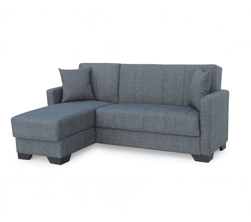 Canapé-lit Clic-clac Avec Rangement Revêtement En Tissu Gris, Sofa Convertible 3 Places