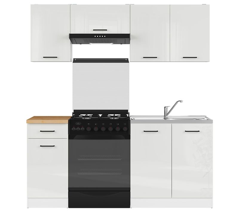 Cuisine Complète 180 Cm,ensemble De Meuble De Cuisine Coloris Blanc, Plan De Travail