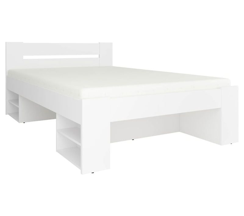 Lit Simple 1 Place 140 X 200 Cm Pour Enfant Avec Des Étagères De Rangement Coloris Blanc