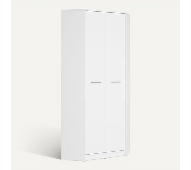 Placard Armoire D'angle De 2 Portes Coloris Blanc - Longueur 79,5 X Largeur 79,5 X Hauteur 197 Cm