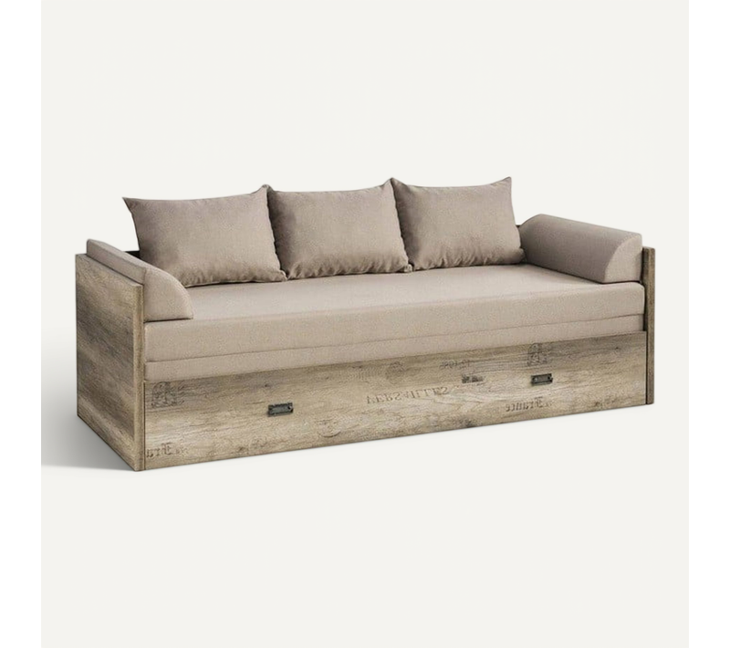 Lit Canapé Pliant 80Lit Canapé pliant 80-160x200 avec matelas et 3 oreillers beiges